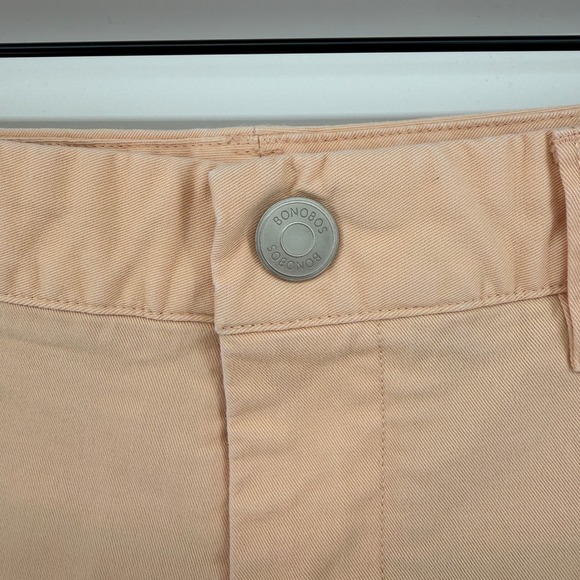 BONOBOS Mens Peach Chino Shorts 7 Inch Inseam Flat Front Casual Size 35‎ - Picture 3 of 10